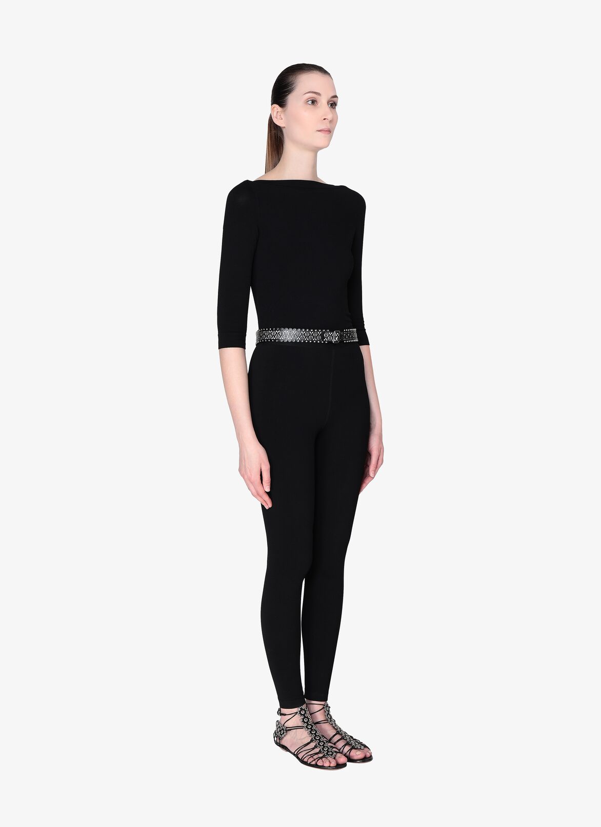 BELT CUIR LUX VERRERIE BLACK/WHITE ALAÏA BLACK/WHITE  BELT CUIR LUX VERRERIE BLACK/WHITE